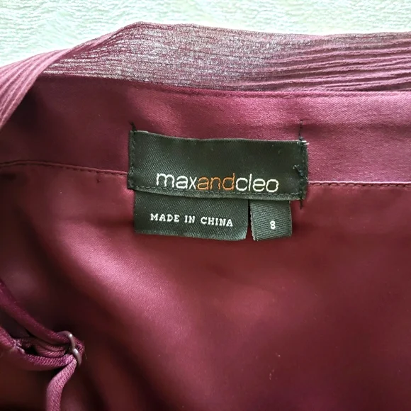 MAX & CLEO Burgundy Satin Strappy Bodycon Sleeveless Knee Length Dress--EUC--8 - Picture 10 of 16